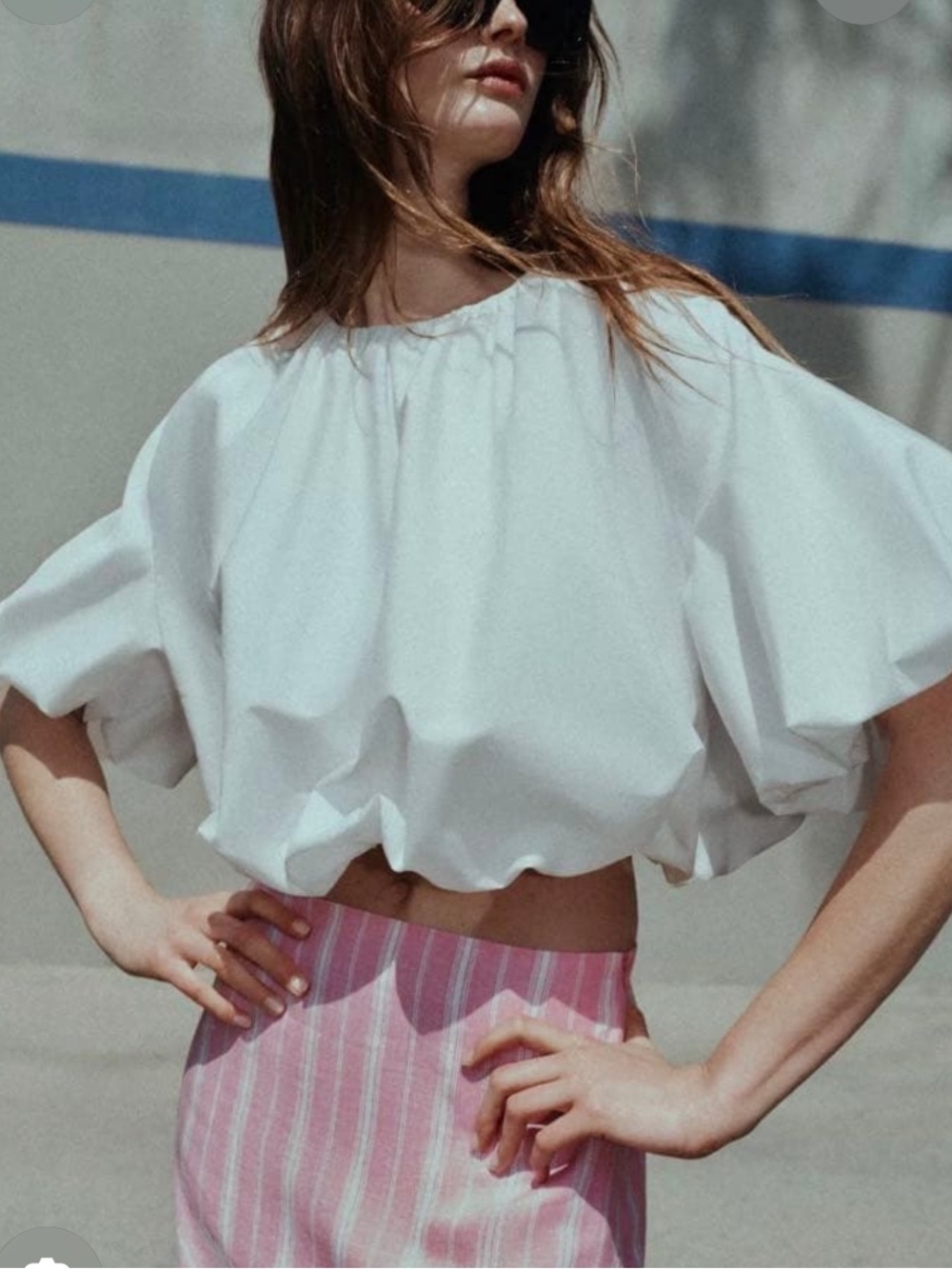 Zara White Puff Sleeve Crop Top